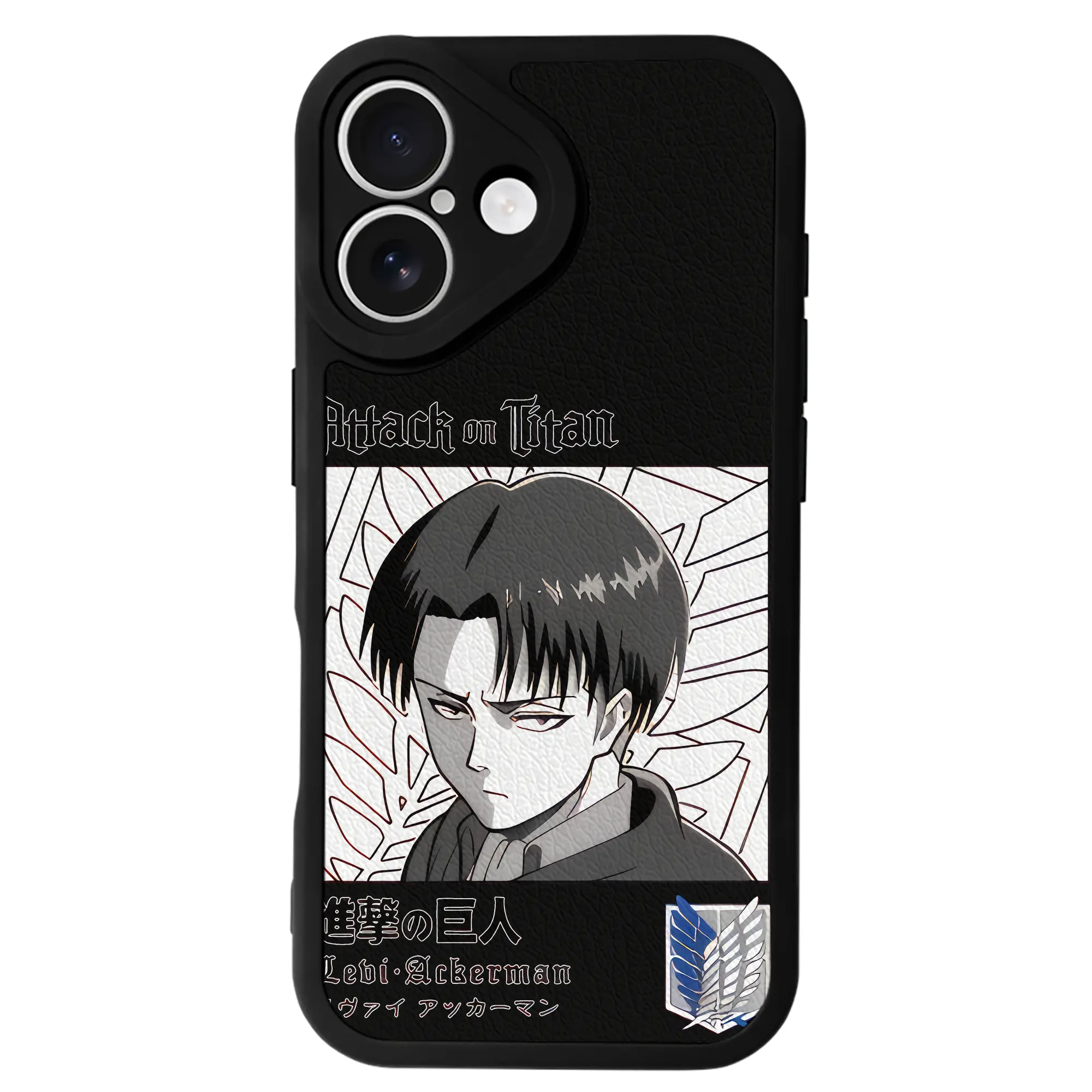 進撃の巨人 グッズ リヴァイ・アッカーマン - IPhone 16シリーズ対応 ・ シリコンスマホケース ・ レザー調 ・ 高精度フィット ・ 耐衝撃 ・ ワイヤレス充電対応 ・ 精密カット